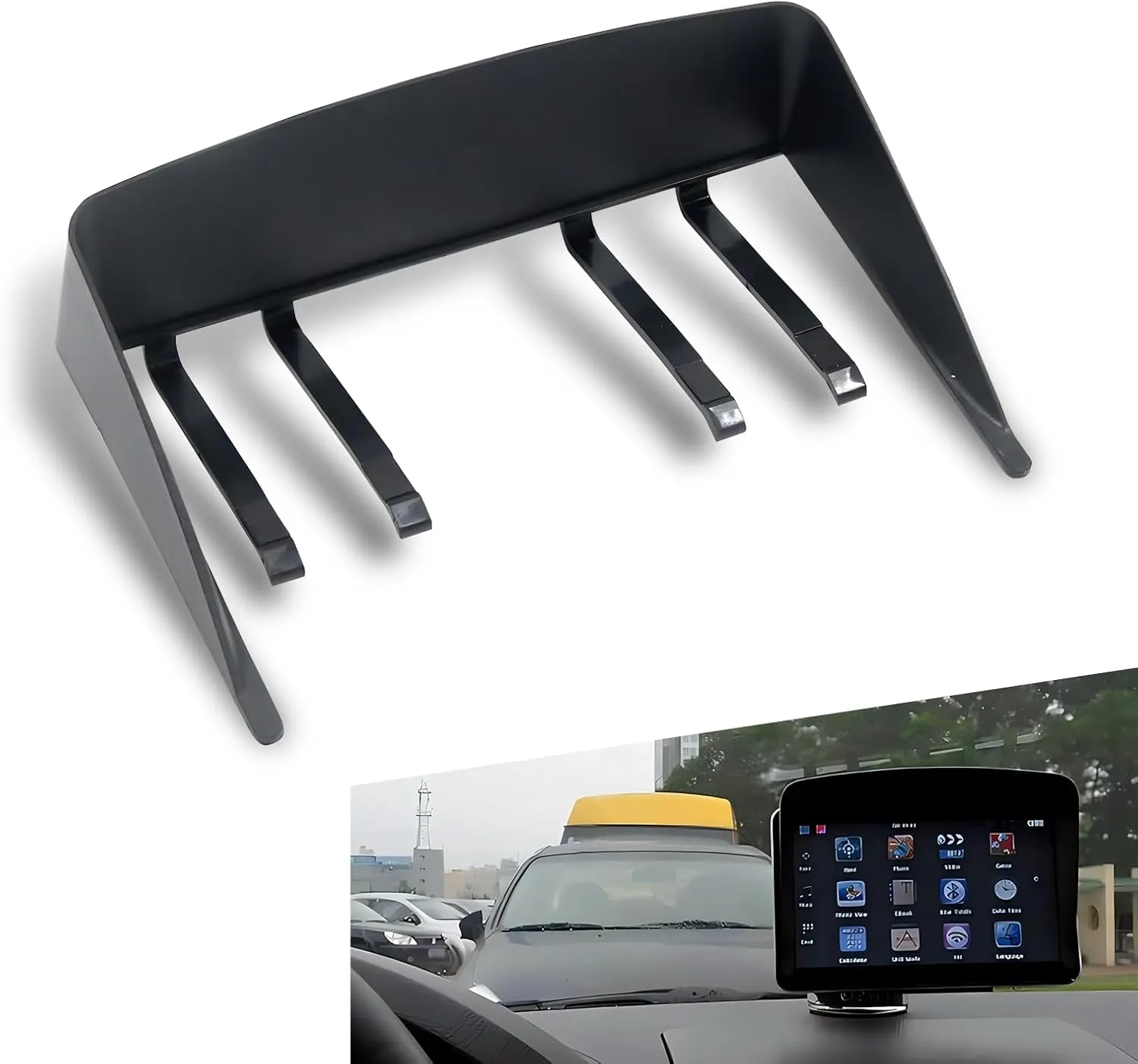 1 PC Car GPS Navigator Sunshade, 6.7 " x 4.3 " x 1.57 " Plastic Durable Anti-reflective Screen Protector Cover for Blocking Sunlight, Navigation Visor Extender, Universal 7" GPS Navigation Sunshade (Black)