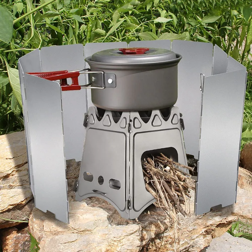 10/12/16 Plates Stove Windscreen, Aluminum Stove Windshield with Drawstring Bag, for Camping, Butane Stoves(10 Plates)