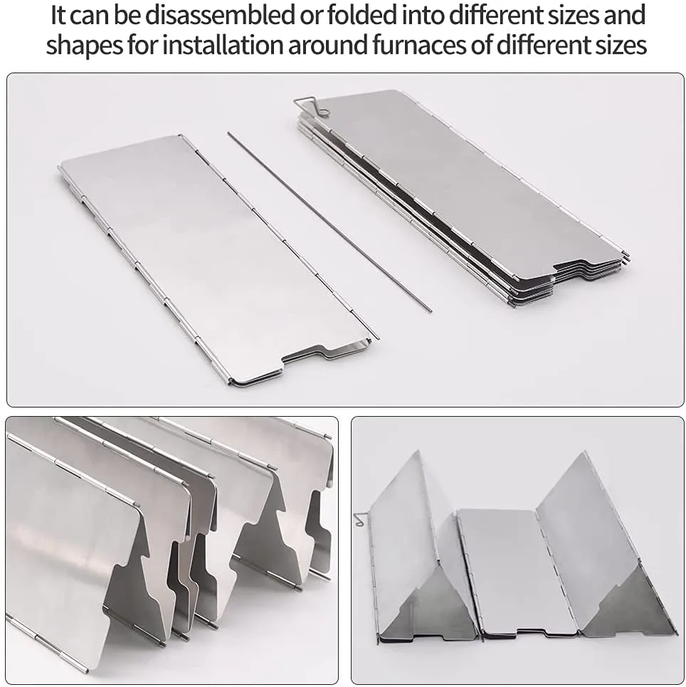 10/12/16 Plates Stove Windscreen, Aluminum Stove Windshield with Drawstring Bag, for Camping, Butane Stoves(10 Plates)