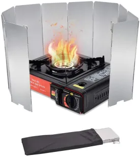 10/12/16 Plates Stove Windscreen, Aluminum Stove Windshield with Drawstring Bag, for Camping, Butane Stoves(10 Plates)