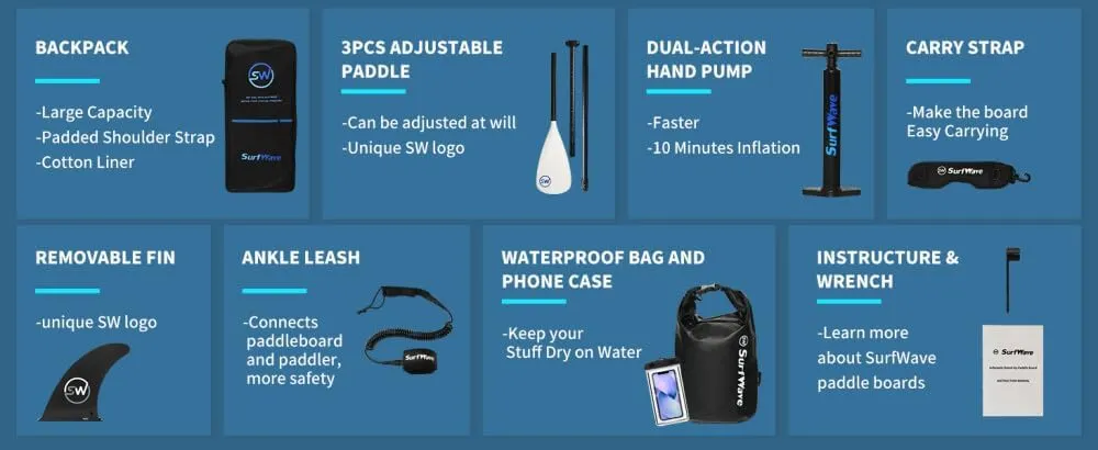 11"L Inflatable Stand up Paddle Board with Removable Fin, Ankle Leash, Phone Case & Waterproof Bag, Backpack, Repair Kit, 34" Extra Wide Paddle Boards, Inflatable Paddle Board for Youth & Adults