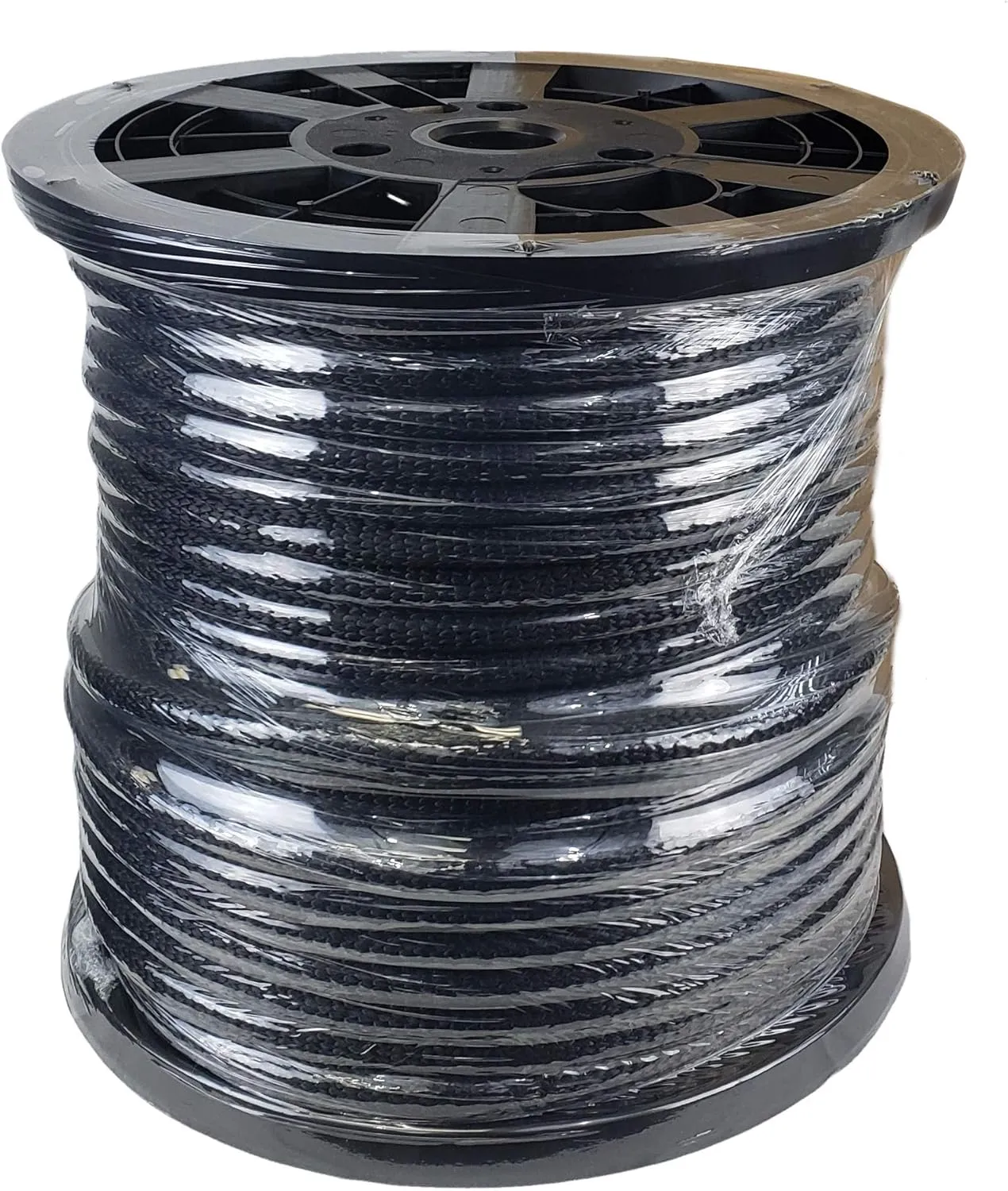 1/2 inch Black Dacron Polyester Rope - 250 Foot Spool | Solid Braid - Industrial Grade - High UV and Abrasion Resistance - Low Stretch