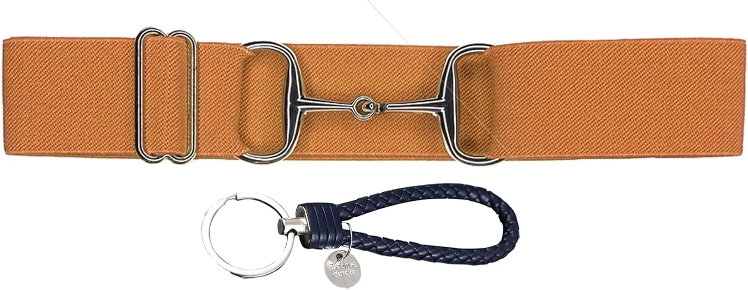 1.5-inch Elastic Equestrian Belt Bit Buckle Leather Key Strap for Horseback Riding Equestrian Sports