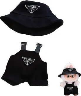 17cm Labubu Doll Outfit  Cute Hat & Overalls Dress-Up Set, Soft Premium Fabric, Unique Style Accessory for Labubu Dolls, Easy On/Off