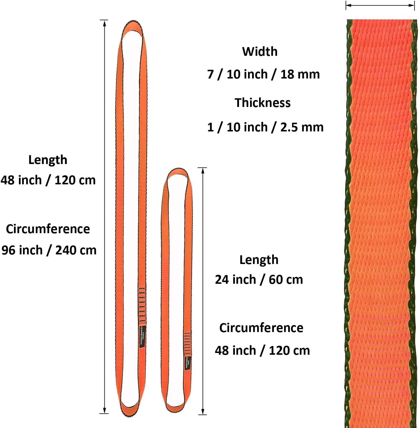 18MM Nylon Climbing Slings Runners 23 kN Strong Webbing Straps for Rock Climbing, Rappelling, Swing, Yoga Hammock etc