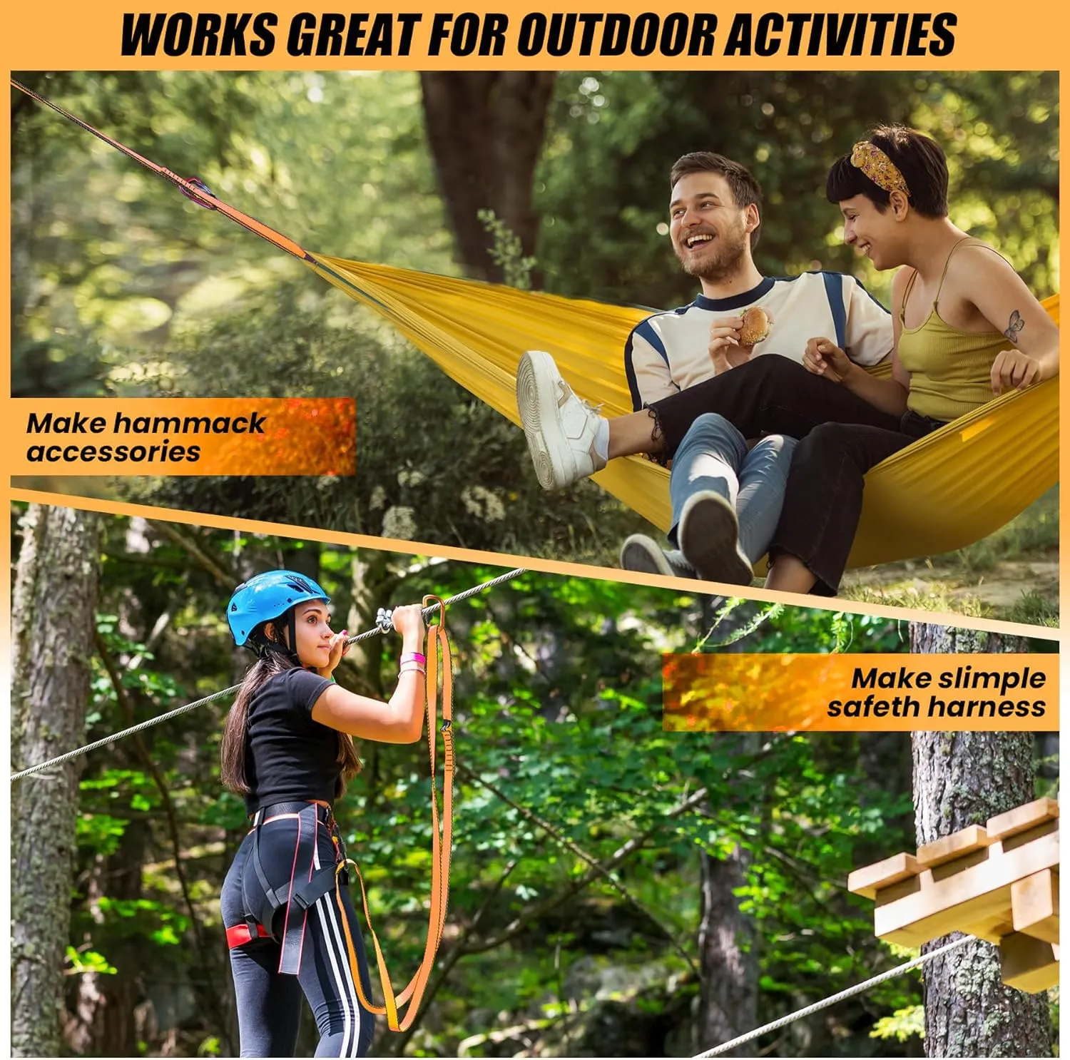 18MM Nylon Climbing Slings Runners 23 kN Strong Webbing Straps for Rock Climbing, Rappelling, Swing, Yoga Hammock etc