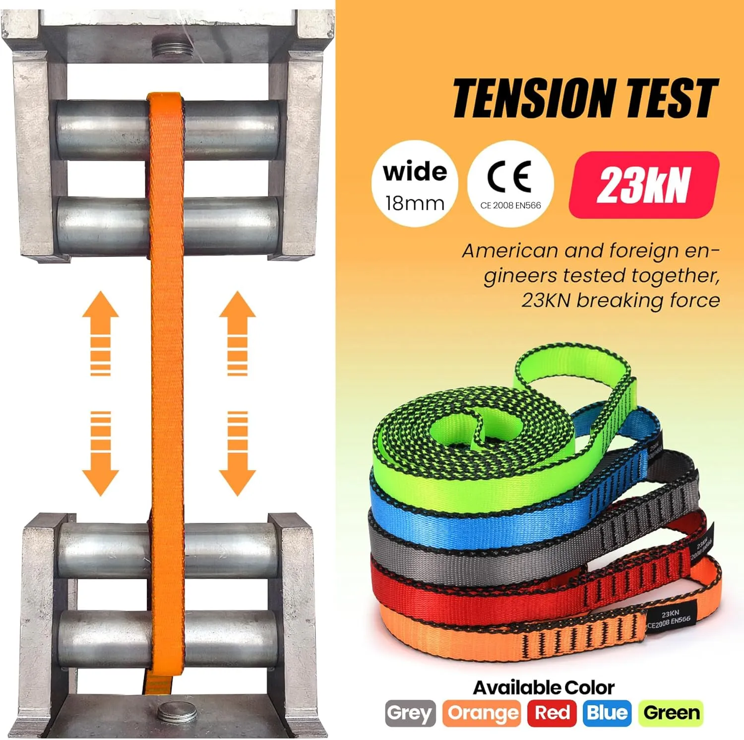 18MM Nylon Climbing Slings Runners 23 kN Strong Webbing Straps for Rock Climbing, Rappelling, Swing, Yoga Hammock etc