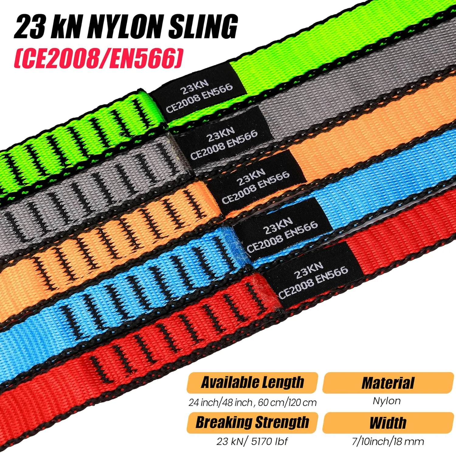 18MM Nylon Climbing Slings Runners 23 kN Strong Webbing Straps for Rock Climbing, Rappelling, Swing, Yoga Hammock etc