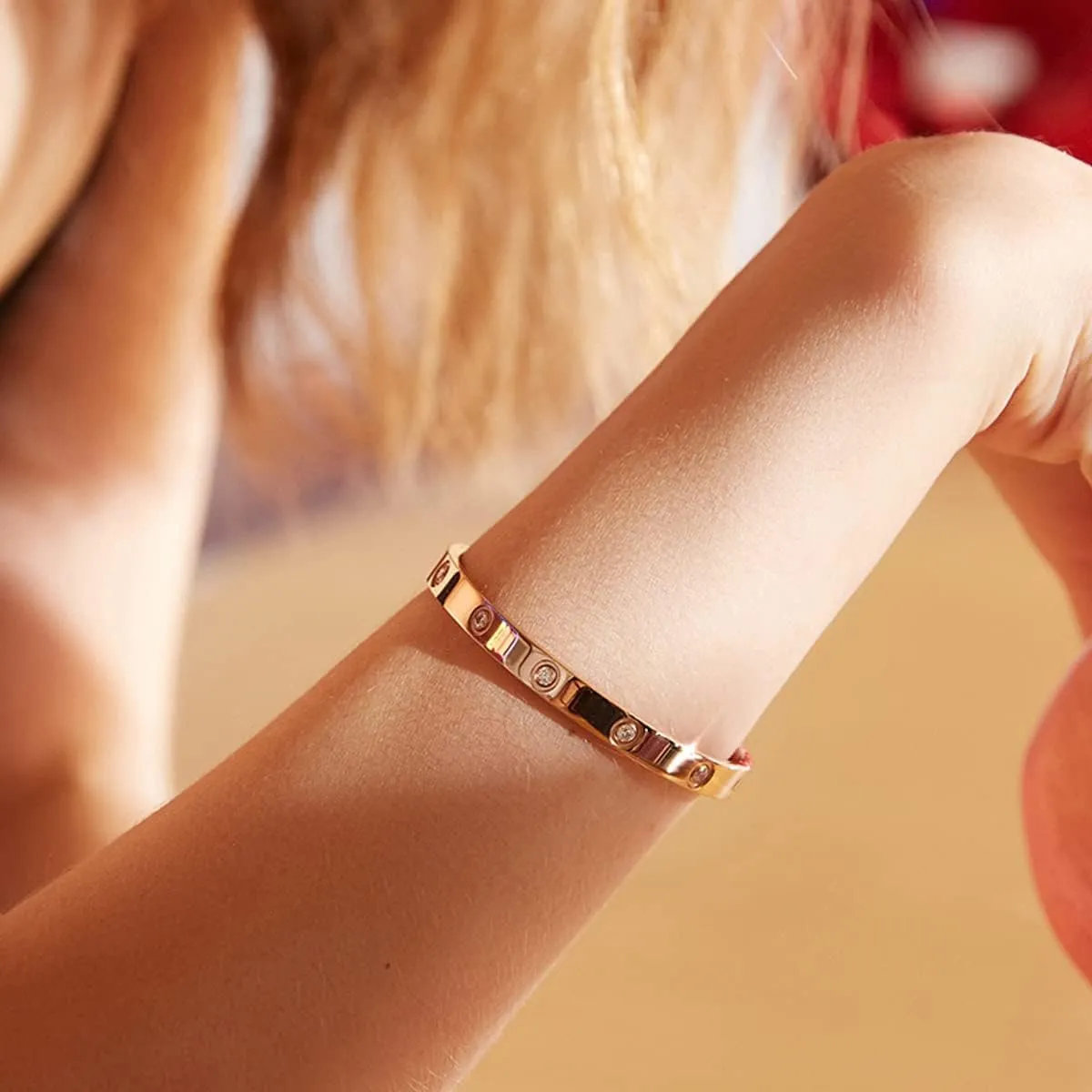 2-Pack Friendship Bracelets for Women - 18K Gold Plated Titanium Steel Cuff Love Bangle Set with Cubic Zirconia | Sister Jewelry Gift, Eco-Friendly Packaging, Durable Everyday Wear