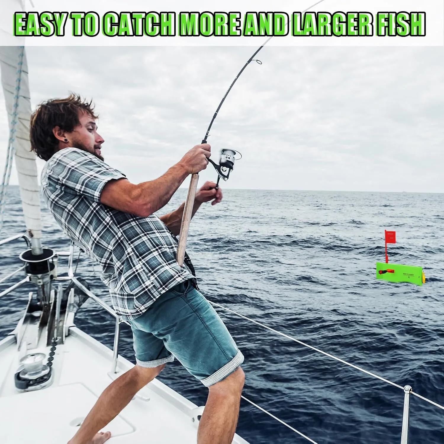 2 Pack Planer Boards for Fishing Trolling 8 x 3 Inches Off Shore Crappie Planer Boards Kits with Flag Fishing Accessory for Inshore Offshore Trolling Dragging