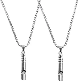 2 Pcs Emergency Whistles for Adults with Lanyard Gothic Titanium Whistle Pendant Necklace Signal Whistles for Dog Training Camping Hiking Boating Hunting