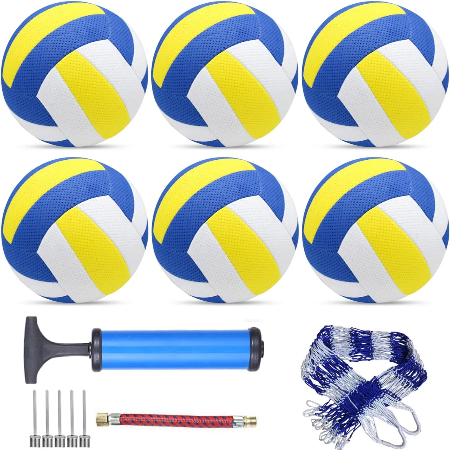6 Pack Official Size 5 Volleyball Balls Volley Ball of Synthetic Leather,Includes Ball Pump and Net Bag,Competition Volleyball for Indoor Outdoor