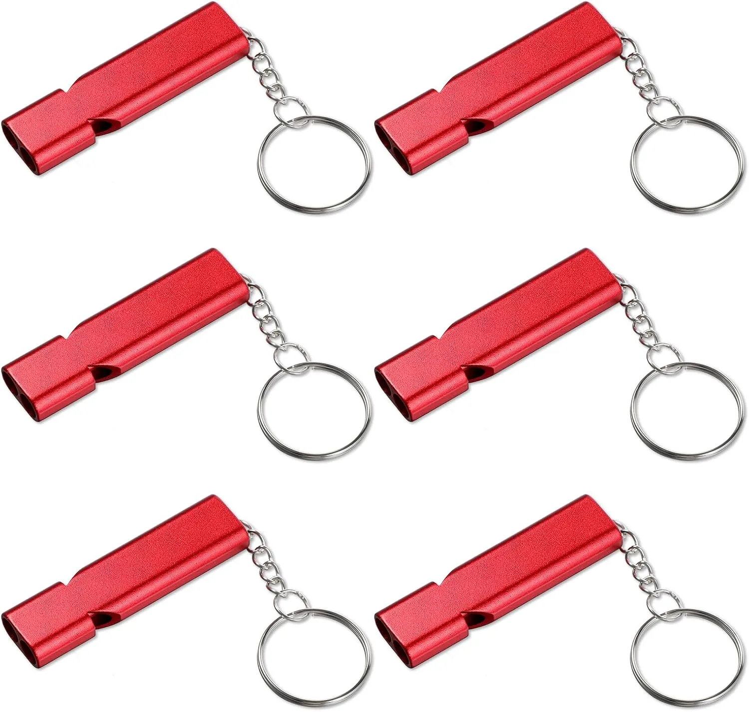 6PCS Emergency Whistles, Loud 120dB Double Tube Whistle Aluminum Alloy Safety Whistle Survival Whistles with Keychain for Outdoor Camping Hiking Hunting Boating Backpacking