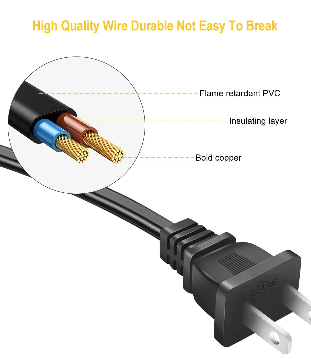 AC TV Power Cord 3 FT for PS4 PS5 Samsung LG TCL Toshiba Hisense Cannon Pixma HP Dell Epson Printer PlayStation 5 4 Xbox One Universal 2 Prong Cable Replacement
