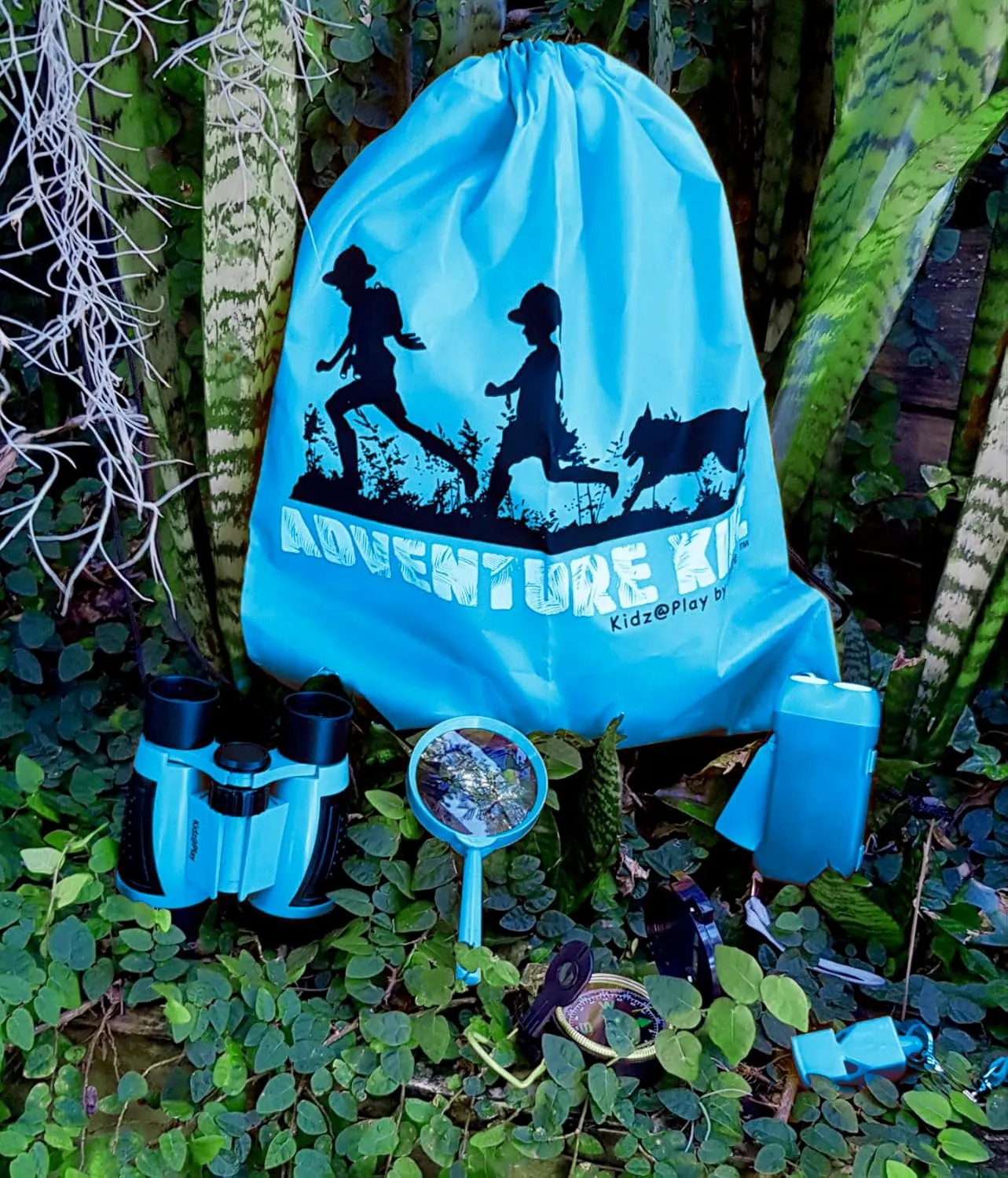 Adventure Kidz - Outdoor Exploration Kit, Childrens Toy Binoculars, Torch, Compass, Whistle, Magnifying Glass, Backpack. Great Kids Gift Set for Camping, Hiking, Educational and Pretend Play.