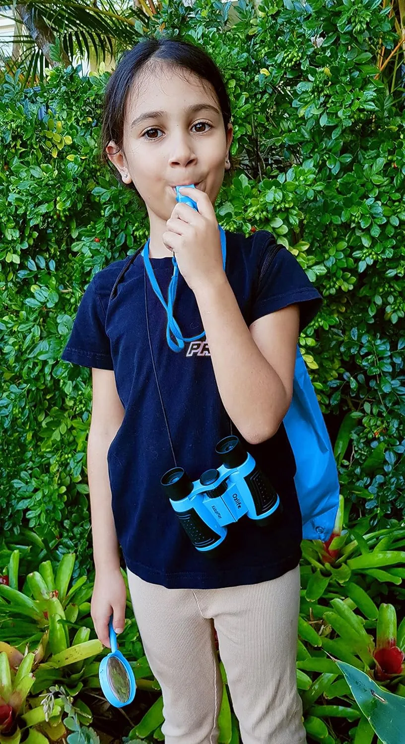 Adventure Kidz - Outdoor Exploration Kit, Childrens Toy Binoculars, Torch, Compass, Whistle, Magnifying Glass, Backpack. Great Kids Gift Set for Camping, Hiking, Educational and Pretend Play.