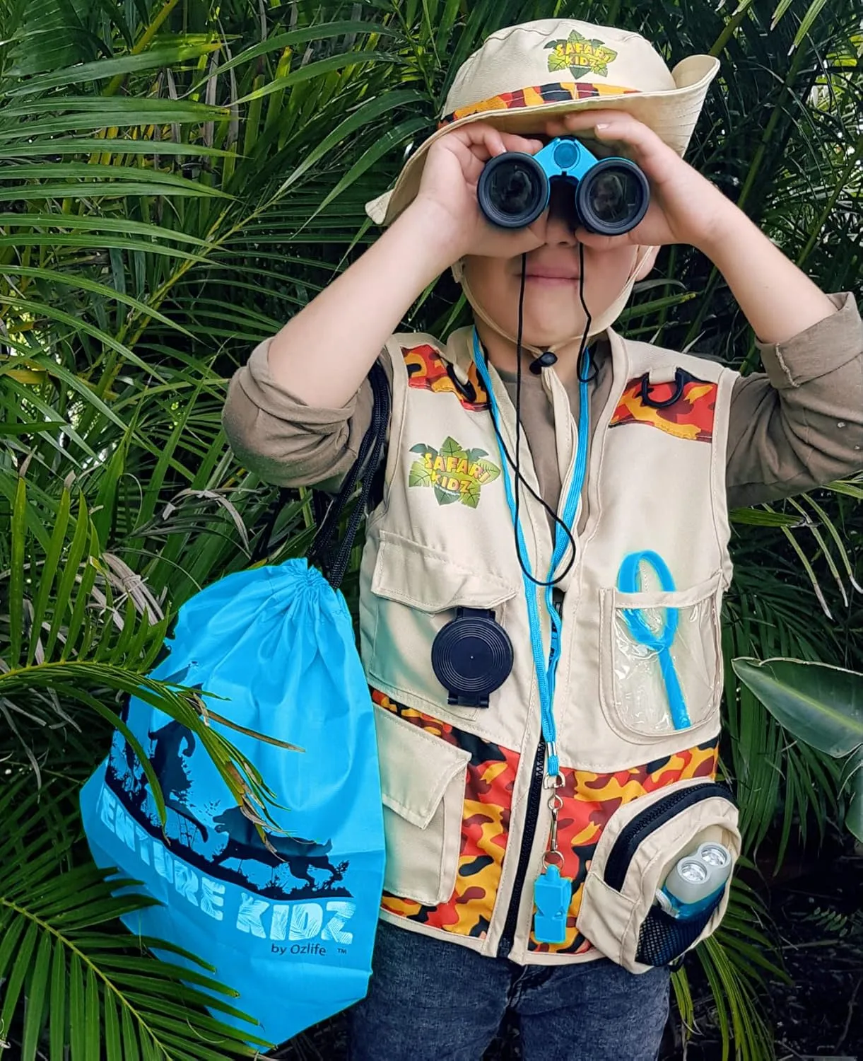 Adventure Kidz - Outdoor Exploration Kit, Childrens Toy Binoculars, Torch, Compass, Whistle, Magnifying Glass, Backpack. Great Kids Gift Set for Camping, Hiking, Educational and Pretend Play.