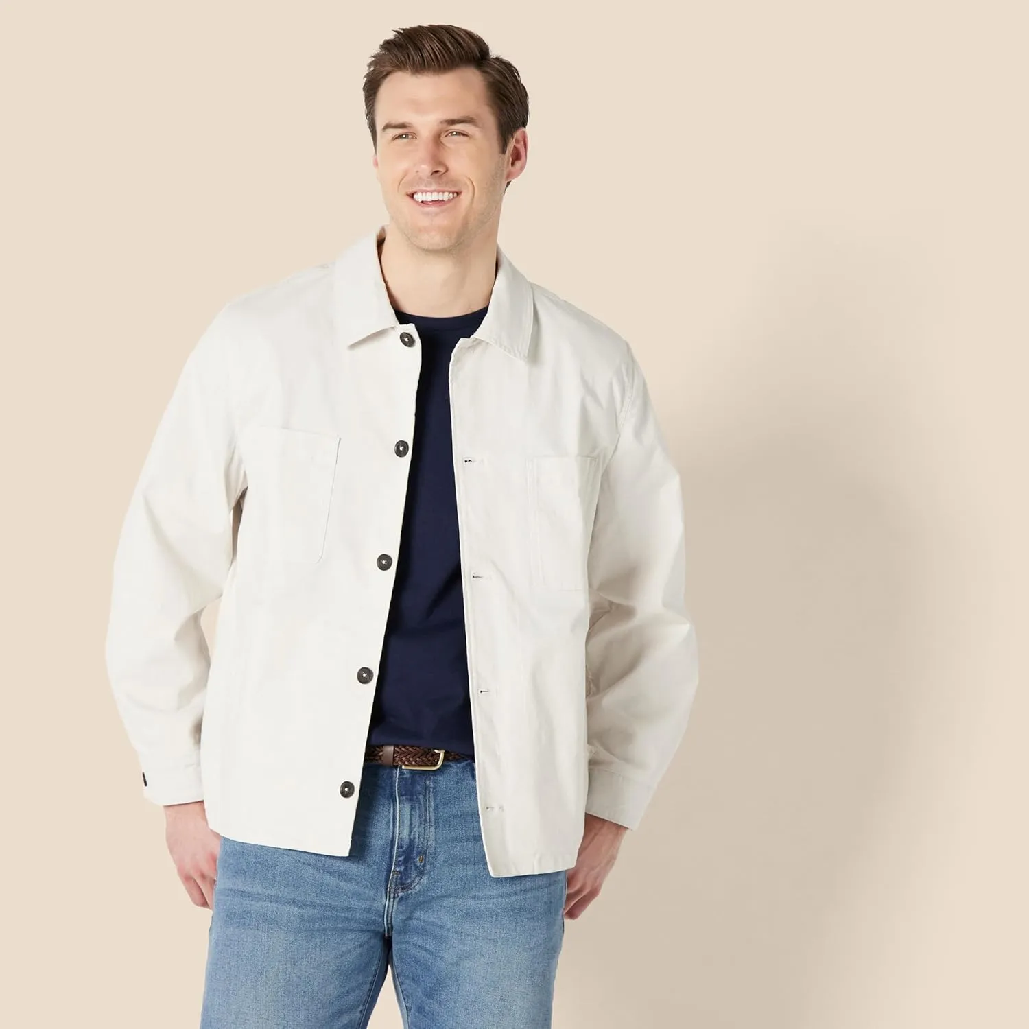 Amazon Essentials Men's Relaxed-Fit Stretch Cotton Utility Jacket