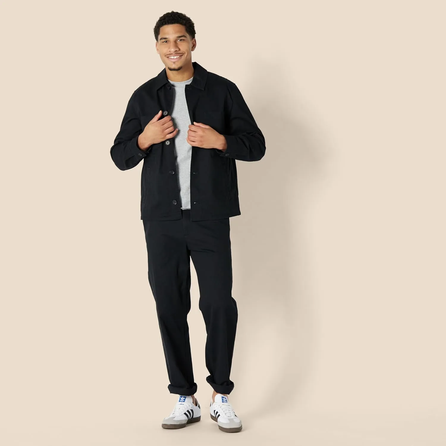 Amazon Essentials Men's Relaxed-Fit Stretch Cotton Utility Jacket