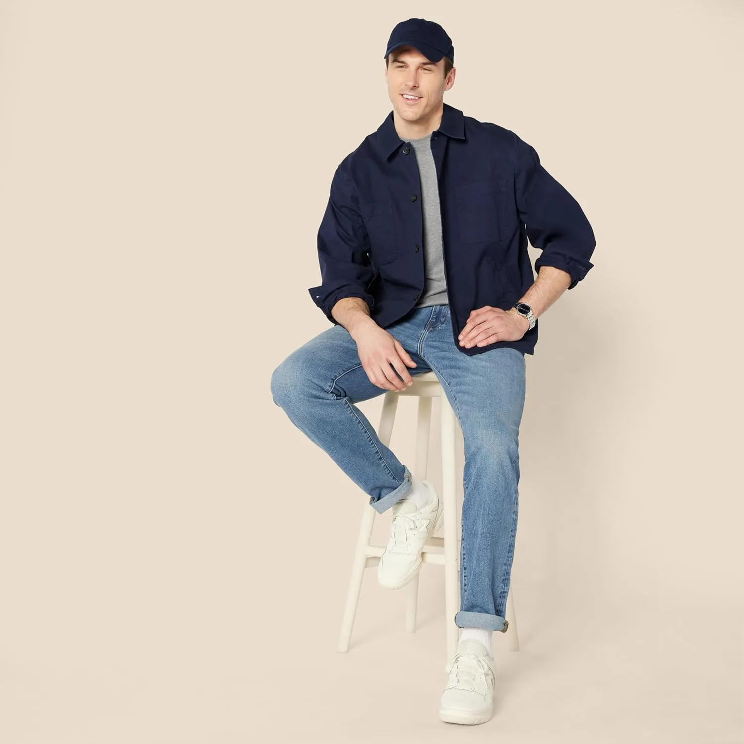 Amazon Essentials Men's Relaxed-Fit Stretch Cotton Utility Jacket