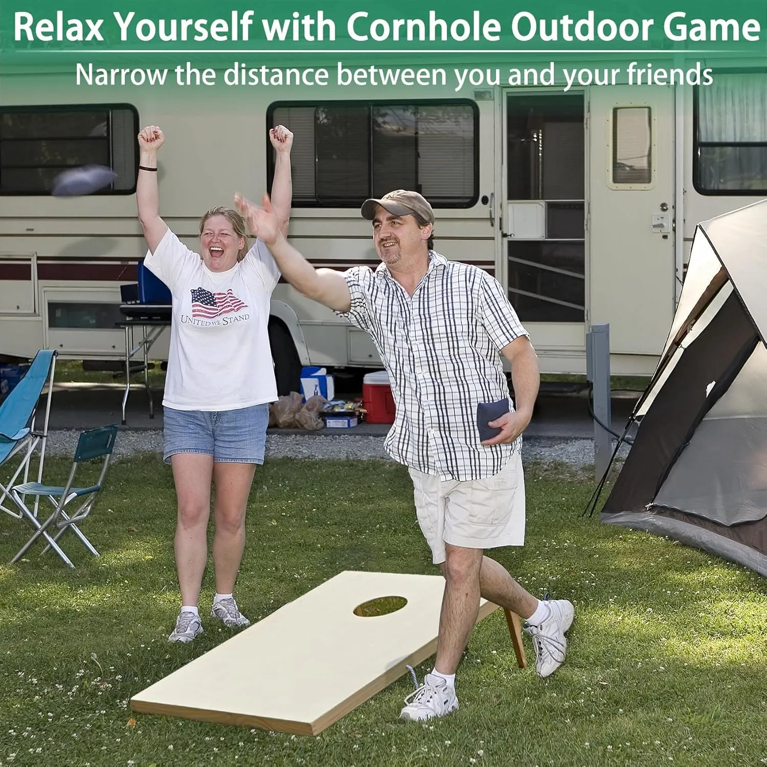 ApudArmis 4x2Ft Wooden Cornhole Boards Set, Classic Cornhole Outdoor Games Set with 8 Cornhole Bean Bags and Carrying Case - Tailgating BBQs Camp Lawn Yard Beach Game for Teens Adults Family
