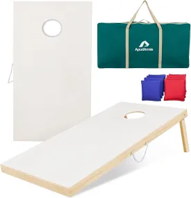ApudArmis 4x2Ft Wooden Cornhole Boards Set, Classic Cornhole Outdoor Games Set with 8 Cornhole Bean Bags and Carrying Case - Tailgating BBQs Camp Lawn Yard Beach Game for Teens Adults Family