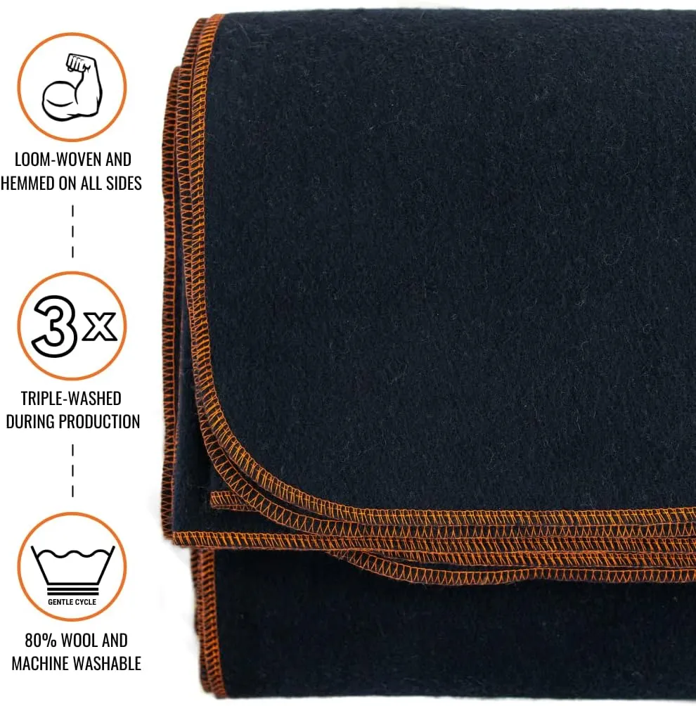 Arcturus Military Wool Blanket - Warm, Thick, Washable - Great for Outdoors, Camping, Stadium Blanket, Picnics, Travel - Car & Bushcraft Survival Kits, Large 64in x 88in 4.5 lb