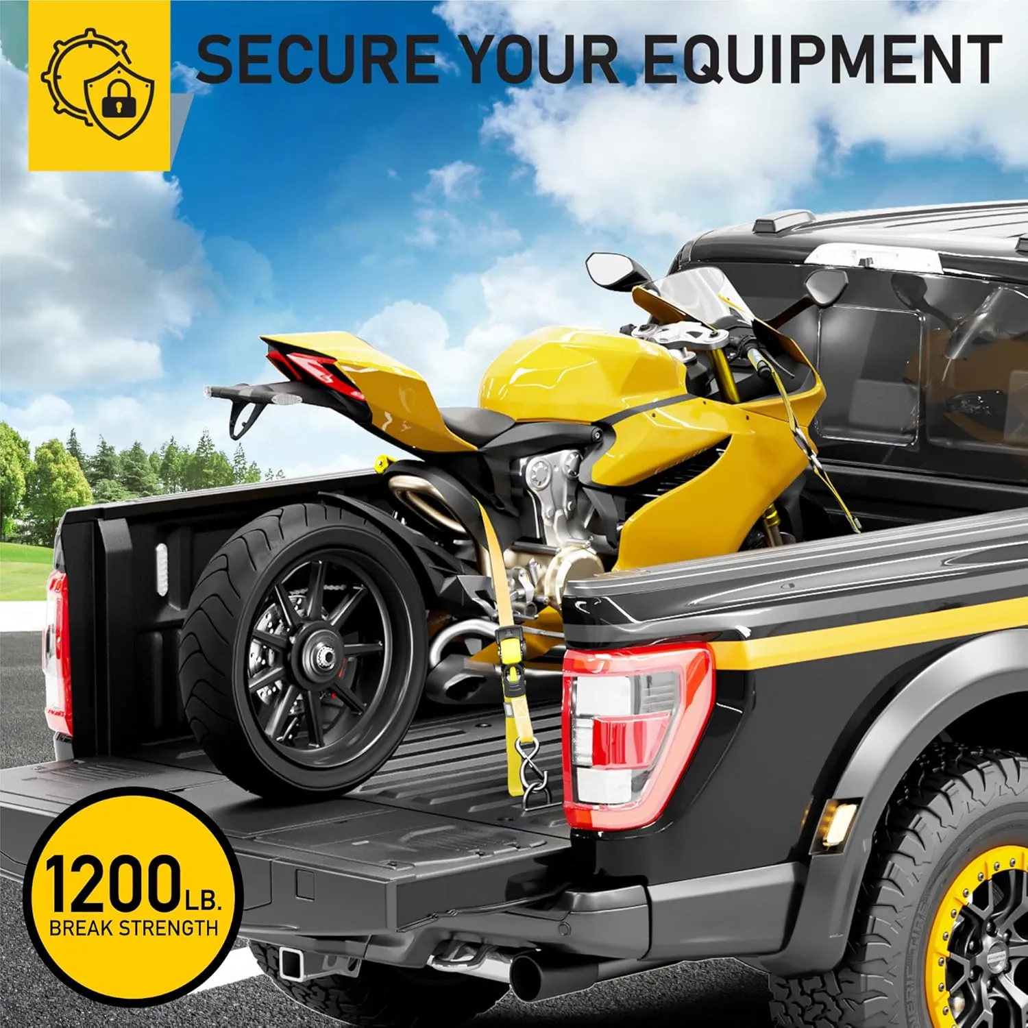 AUGO Retractable Ratchet Straps  1" x 10'  1200Lb Breakstrength  4 Heavy Duty Self Retracting Tie Downs with Safety Lock S Hooks, Soft Loops & Storage Bag  for Motorcycle,Tree Stand,Bed,Boat,Cargo