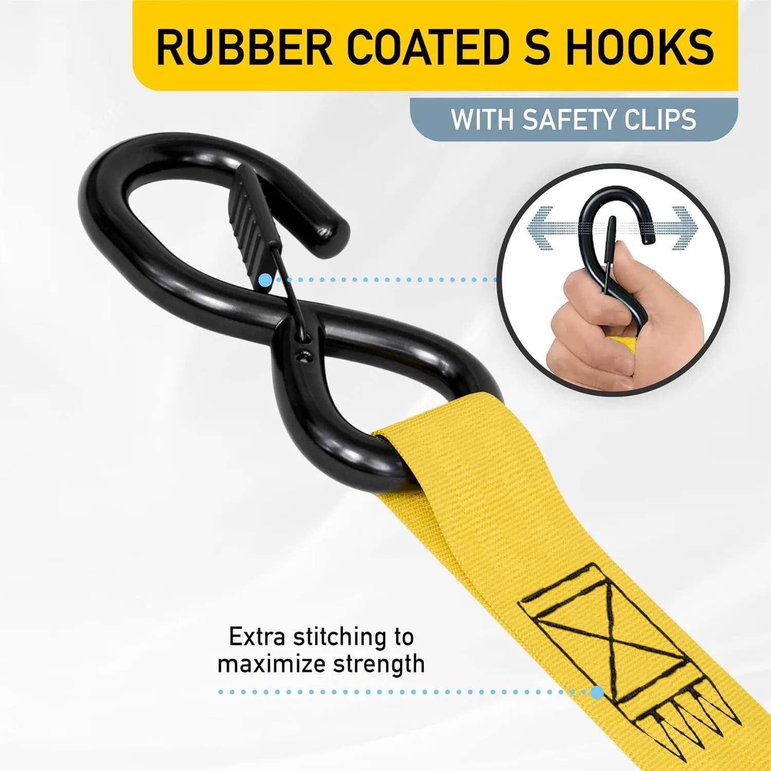 AUGO Retractable Ratchet Straps  1" x 10'  1200Lb Breakstrength  4 Heavy Duty Self Retracting Tie Downs with Safety Lock S Hooks, Soft Loops & Storage Bag  for Motorcycle,Tree Stand,Bed,Boat,Cargo