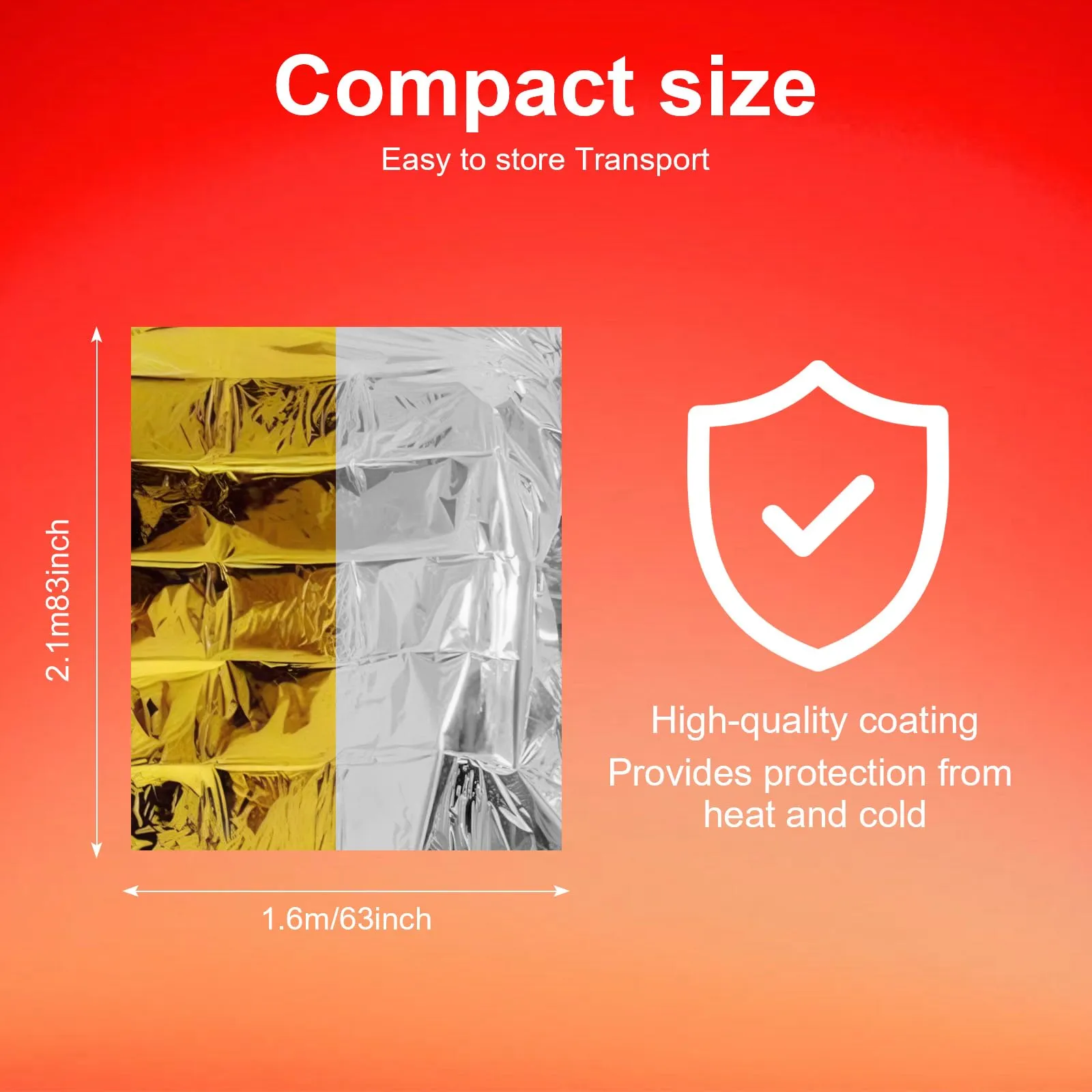 Bafeil Rescue Blankets Pack of 10 - Rescue Blanket Gold Silver for Emergencies, 210 x 160 cm - Weatherproof Emergency Blanket for First Aid and Outdoors - Compact Rescue Blankets for Cars, Hiking & Camping