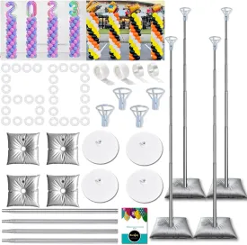 Balloon Columns Stand Set of 4, 7 Feet Telescoping Ballon Arches Stands with Bases for Floor, Height Adjustable Metal Ballon Tower Pillar Kits for Graduation, Birthday, Baby Shower