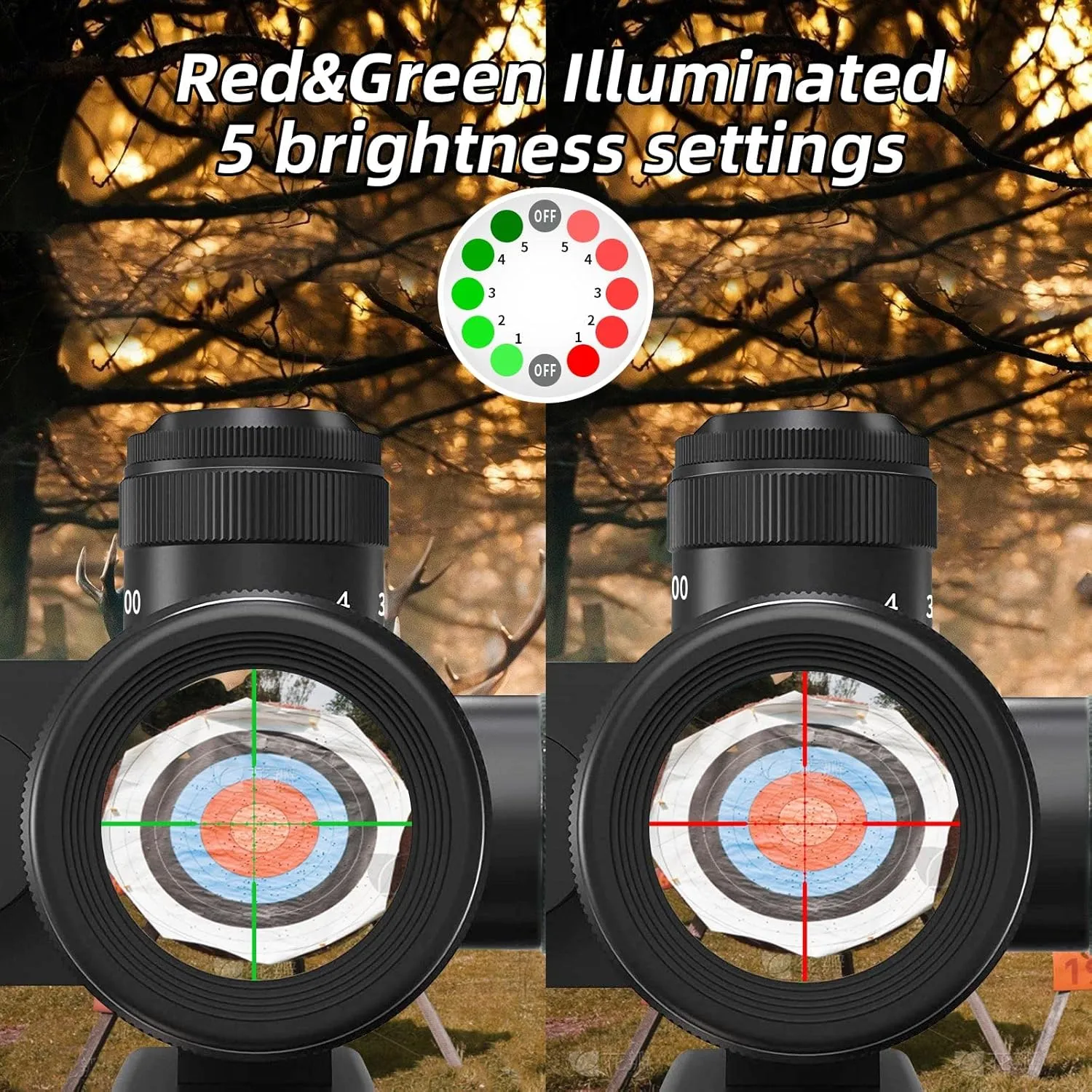 Beileshi 2.5-10x40 Red Green Illuminated Tactical Rifle Scope Crossbow Scope with Red Laser Combo Less Than 5mW Output