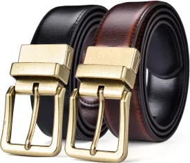 Beltox Mens Belts Reversible Leather 1.25 Wide 1 for 2 Rotate Buckle Gift Box