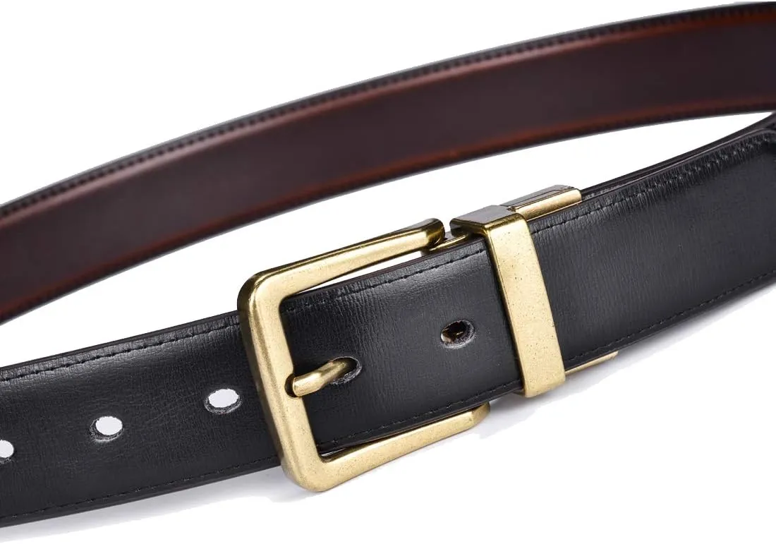 Beltox Mens Belts Reversible Leather 1.25 Wide 1 for 2 Rotate Buckle Gift Box