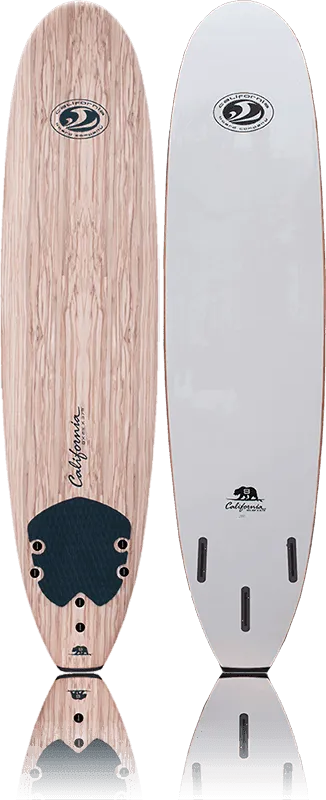 California Board Company CBC Mini Mal Soft Surfboard 8ft Package - Wood Grain
