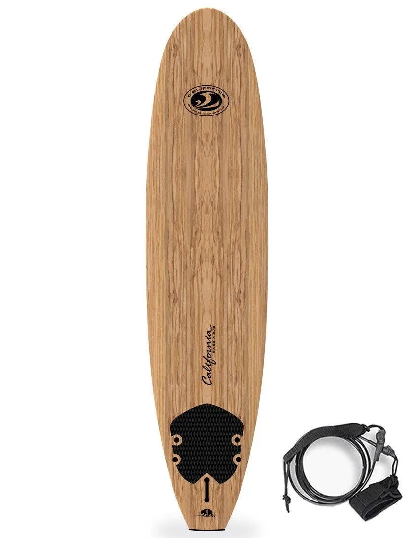 California Board Company CBC Mini Mal Soft Surfboard 8ft Package - Wood Grain