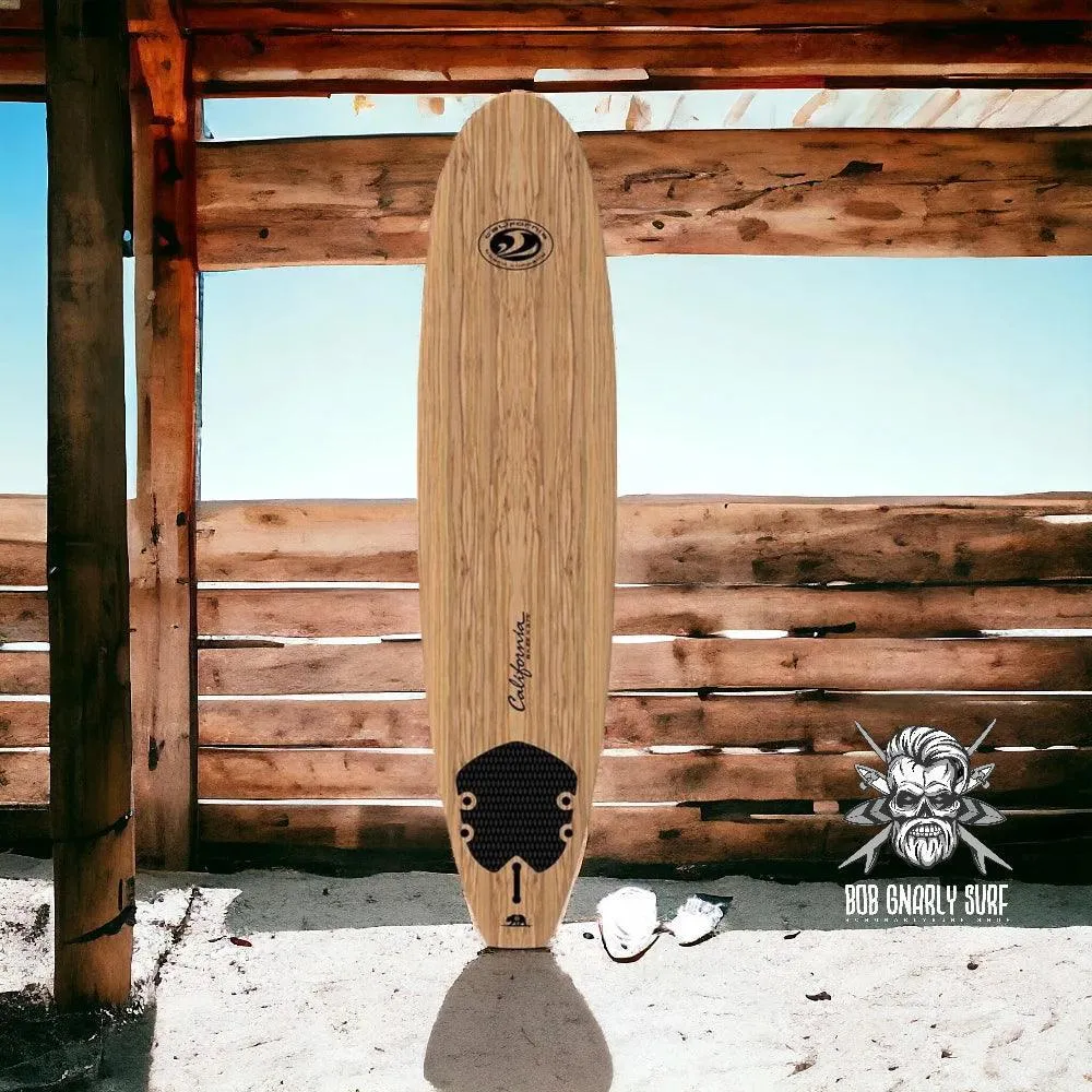 California Board Company CBC Mini Mal Soft Surfboard 8ft Package - Wood Grain