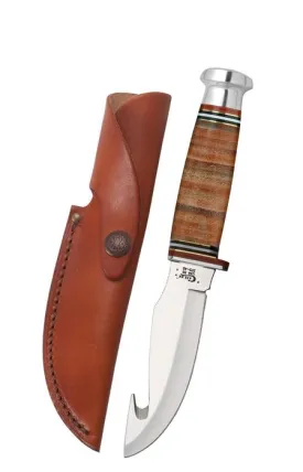 Case Mushroom Cap Leather Gut Hook Hunter with Leather Sheath