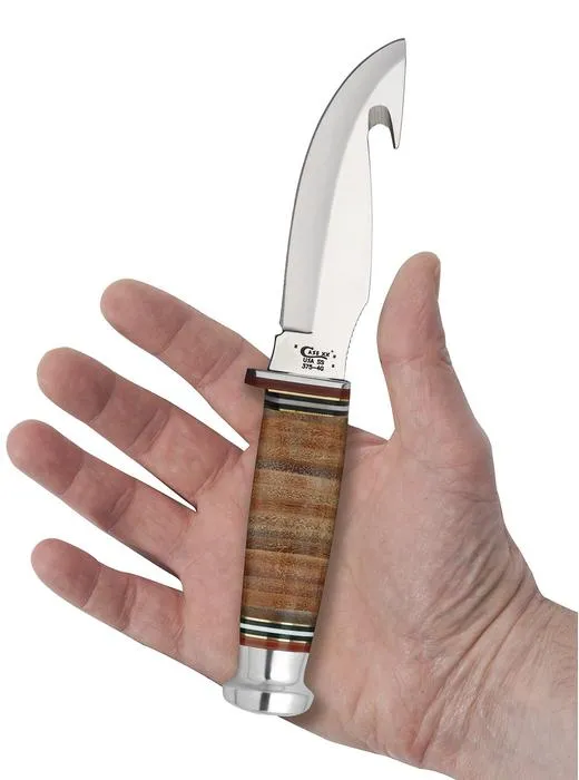 Case Mushroom Cap Leather Gut Hook Hunter with Leather Sheath