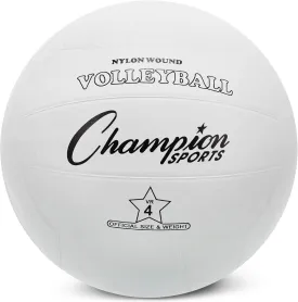 Champion Sports Rubber Volleyball, Official Size, for Indoor and Outdoor Use - Durable, Regulation Volleyballs for Beginners, Competitive, Recreational Play - Premium Equipment - White, VR4