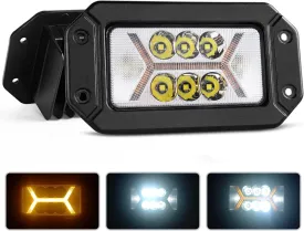 Chelhead Flush Mount Led Light Bars with Amber DRL 24W Spot Flood Combo Off Road Backup Driving Lights Fog Lamp Compatible with Jeep Ford Bumper ATV UTV SUV Truck Boat