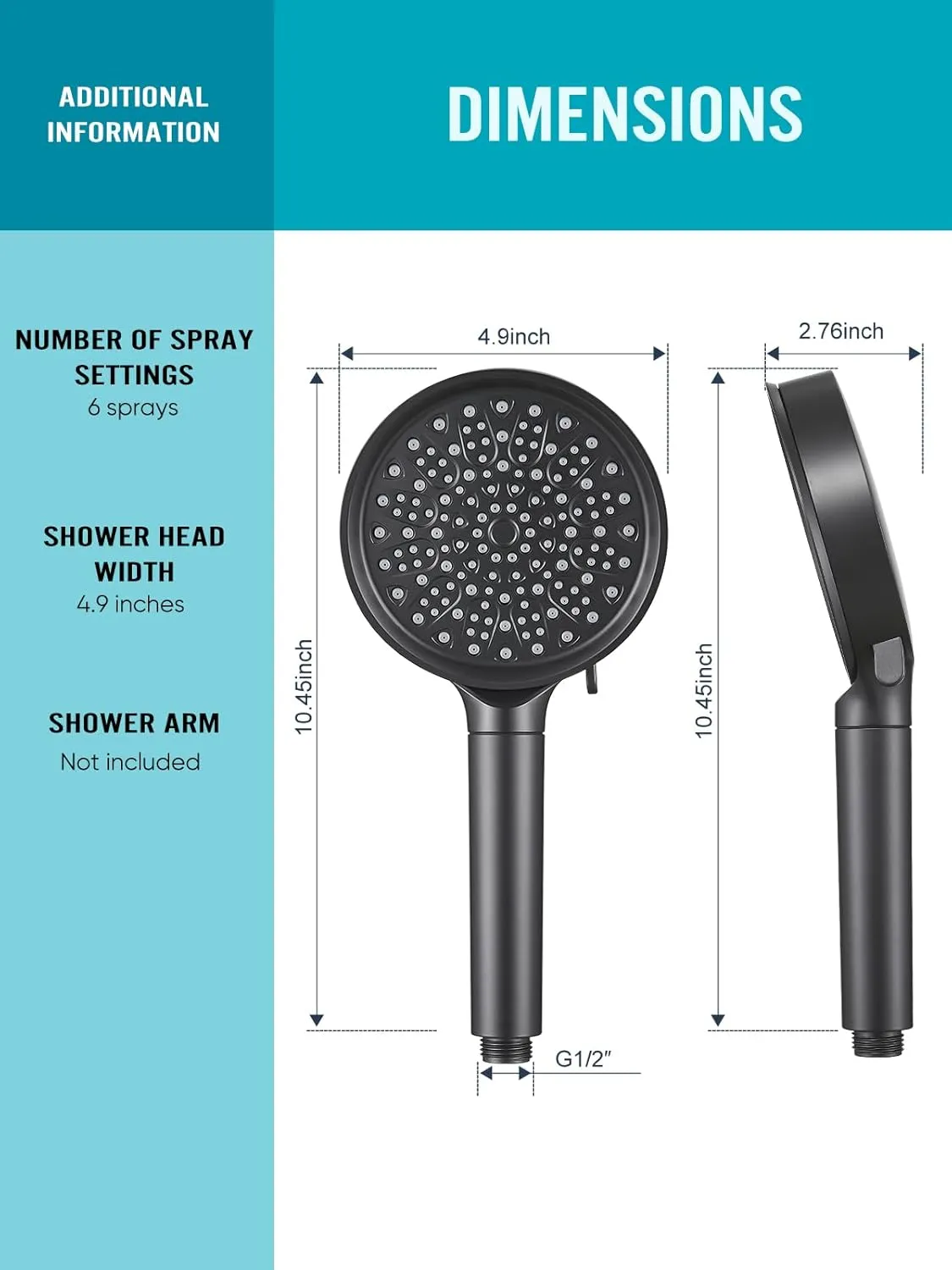 Cobbe Filtered Shower Head with Handheld, High Pressure 6 Spray Mode Showerhead with Filters, Water Softener Filters Beads for Hard Water - Remove Chlorine - Reduces Dry Itchy Skin, Matte Black