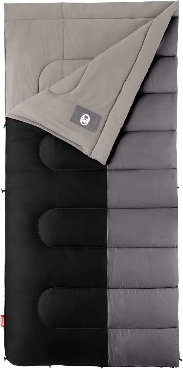 Coleman Biscayne Big & Tall 40F Sleeping Bag, Fits Adults up to 6ft 4in Tall, No-Snag Zipper with Stuff Sack Included, Machine Washable