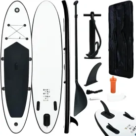 Comfortable and Stable Inflatable Stand Up Paddle Board for Adults, Easy to Inflate, Puncture-Proof Design, Black and White