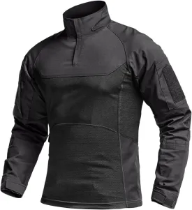 CQR Men's Combat Shirt Tactical 1/4 Zip Long Sleeve Military BDU Shirts Camo EDC Top with Pockets