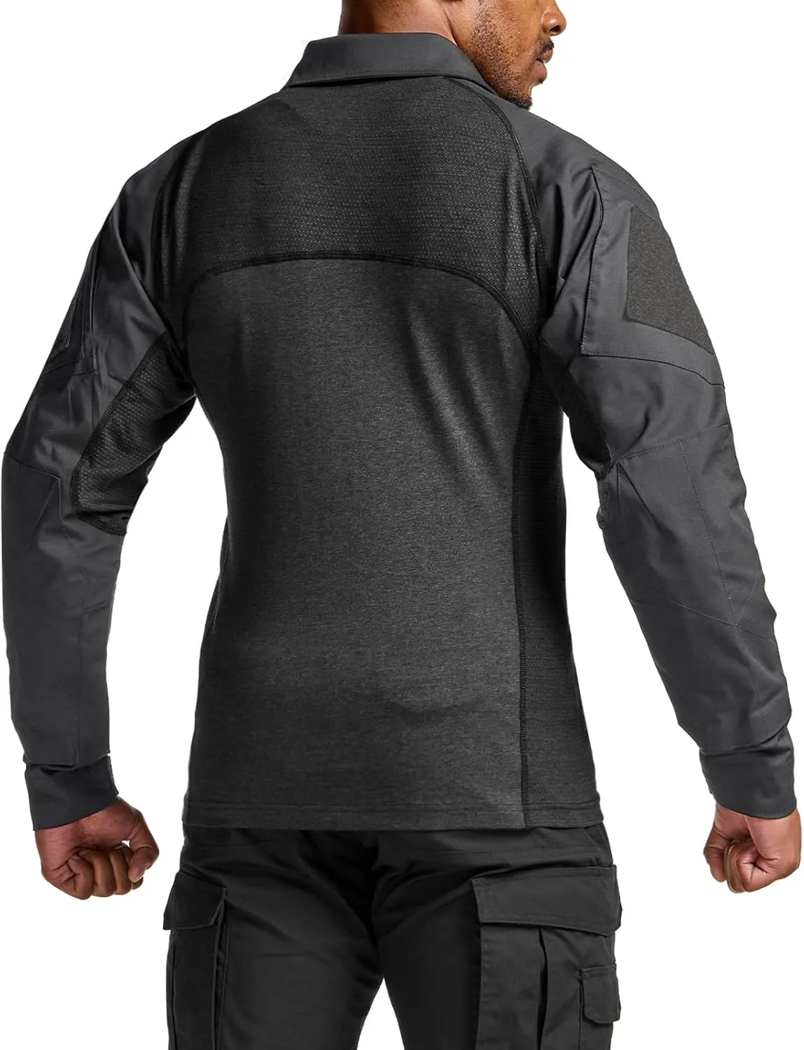 CQR Men's Combat Shirt Tactical 1/4 Zip Long Sleeve Military BDU Shirts Camo EDC Top with Pockets
