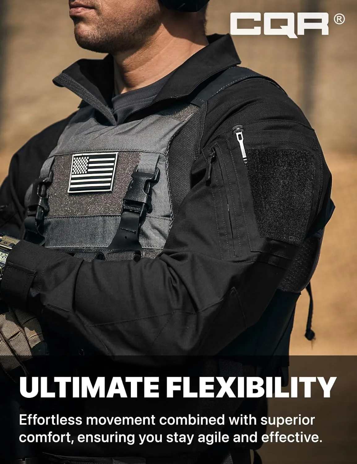CQR Men's Combat Shirt Tactical 1/4 Zip Long Sleeve Military BDU Shirts Camo EDC Top with Pockets