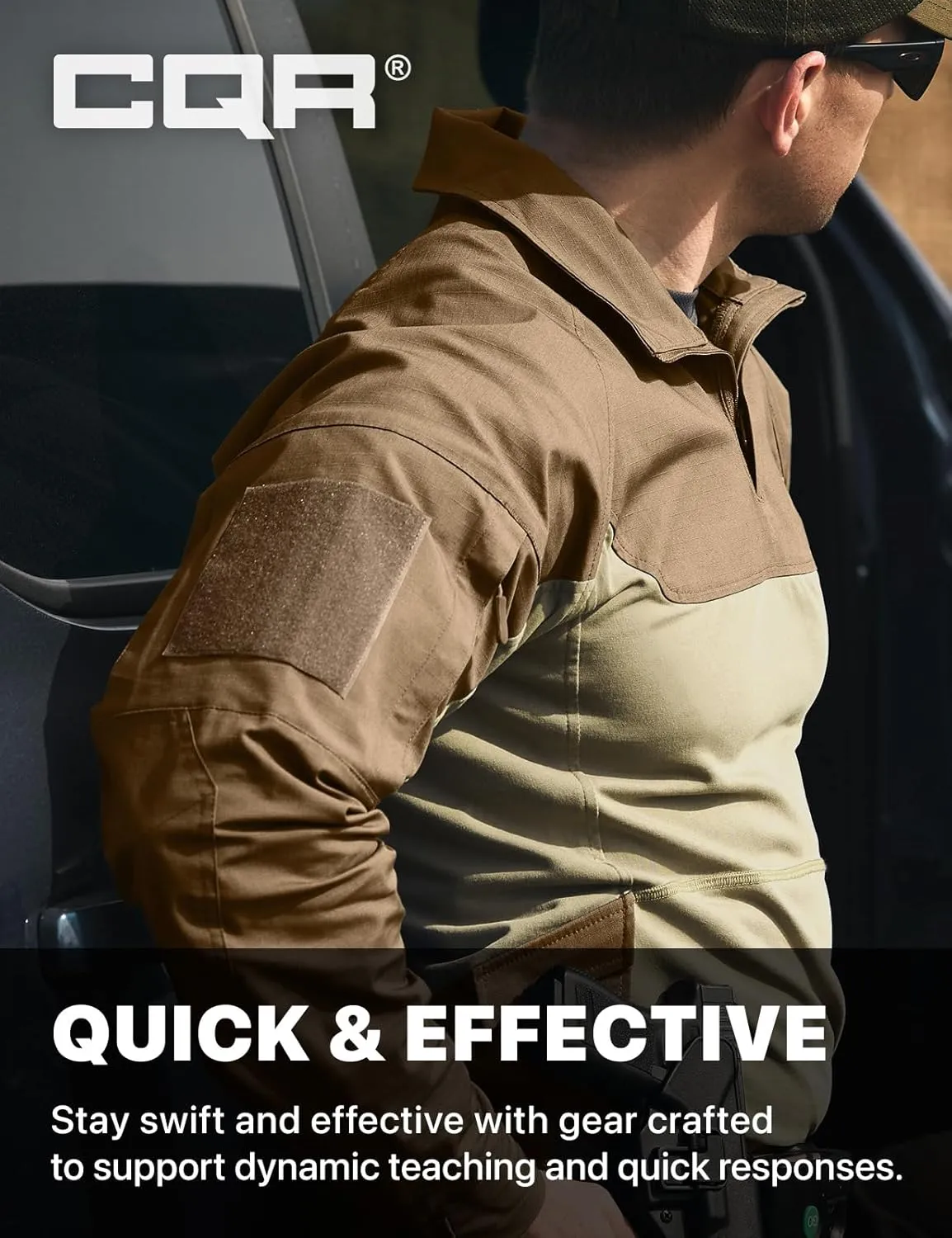 CQR Men's Combat Shirt Tactical 1/4 Zip Long Sleeve Military BDU Shirts Camo EDC Top with Pockets