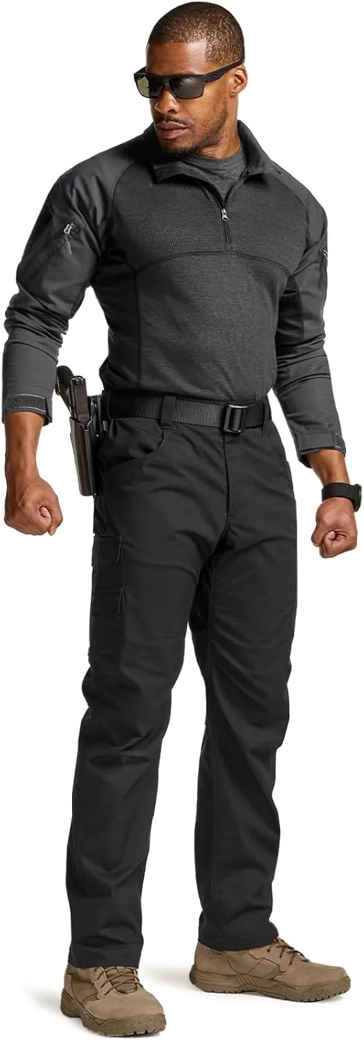 CQR Men's Combat Shirt Tactical 1/4 Zip Long Sleeve Military BDU Shirts Camo EDC Top with Pockets