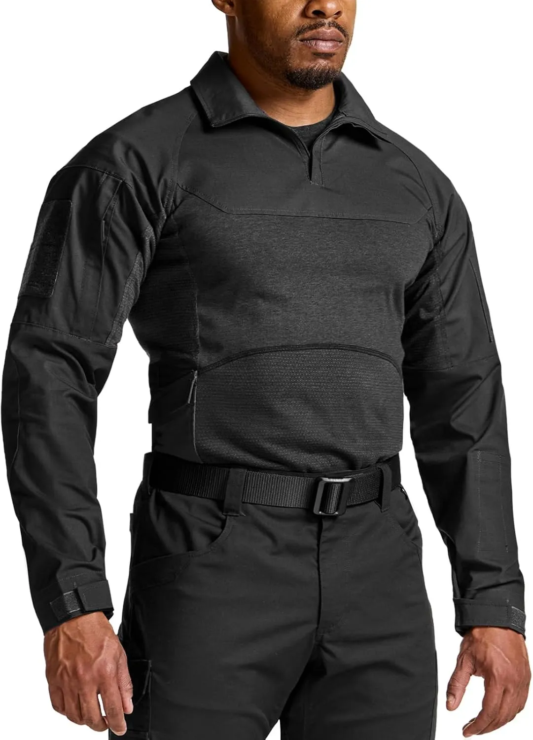 CQR Men's Combat Shirt Tactical 1/4 Zip Long Sleeve Military BDU Shirts Camo EDC Top with Pockets
